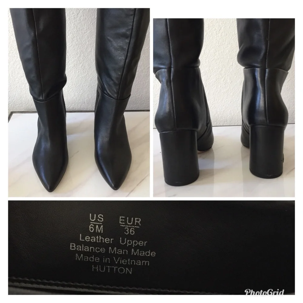 Sam Edelman Black Leather Block Heel Boots